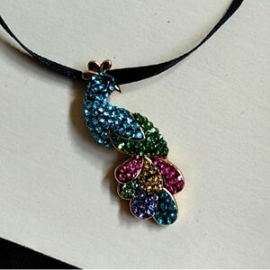 925 sterling gold plated peacock multi gem pendant